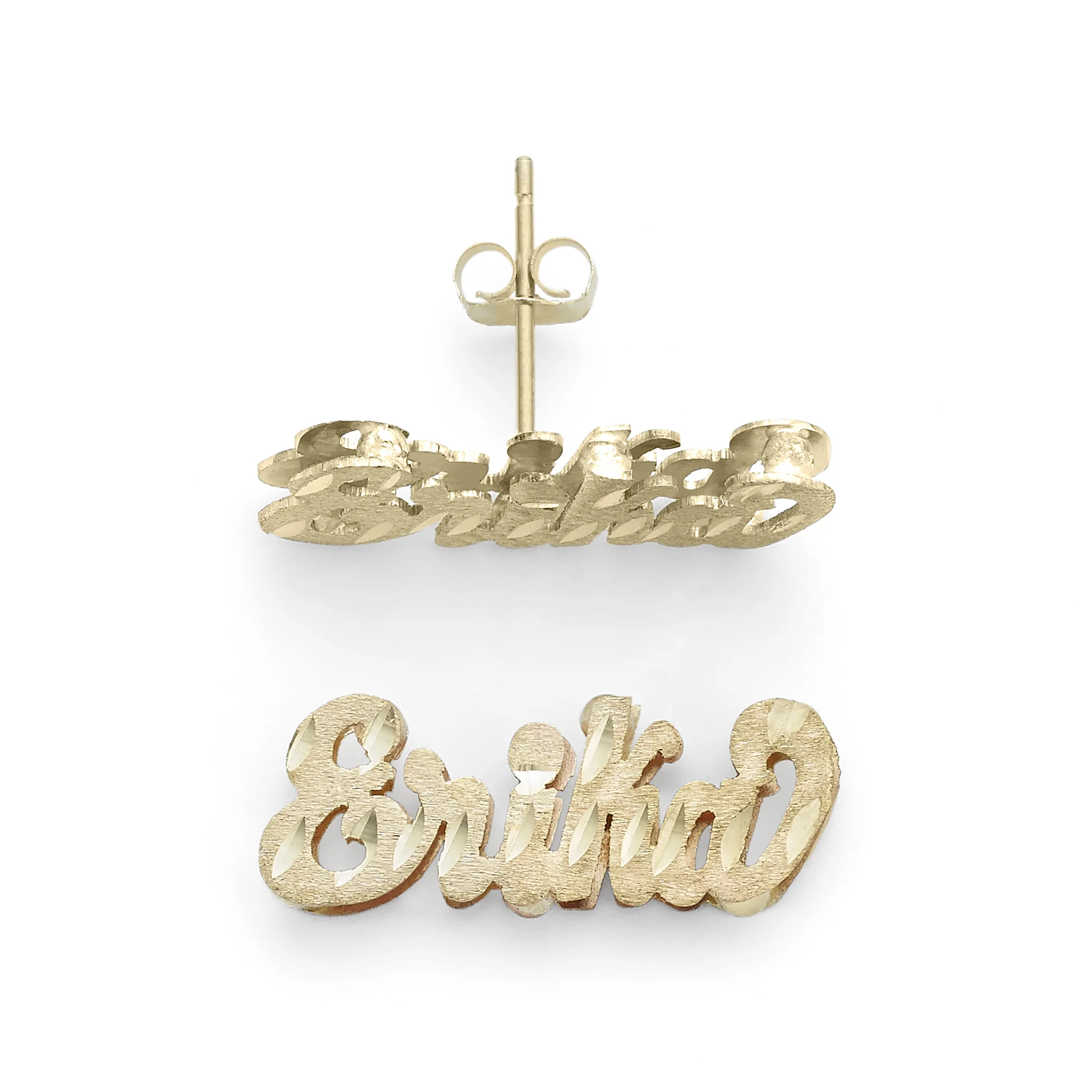 Name earrings 14k gold outlet
